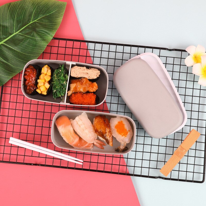 Small Japanese Style 2 Layer Bento Box Mini Food Storage Lunch Box PP Container Student Office Kid Microwave Dinnerware Lunchbox