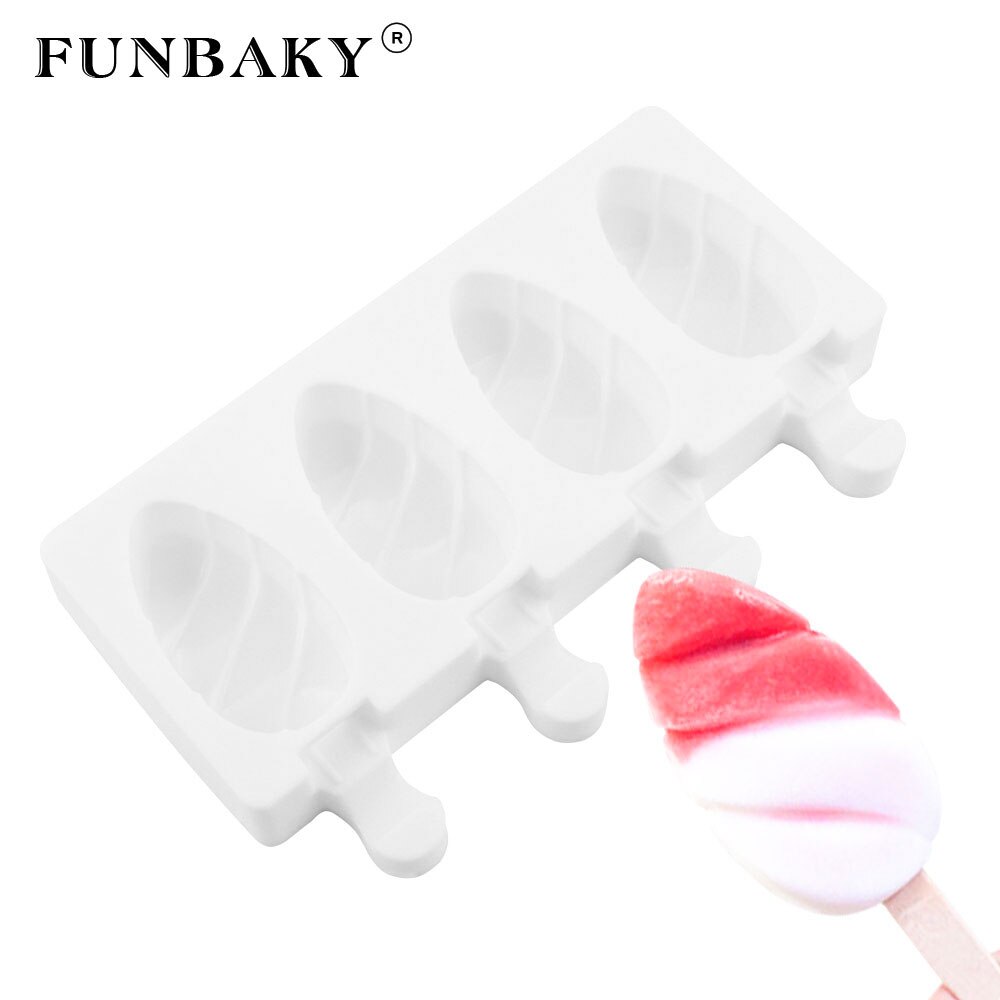FUNBAKY Ice Cream Molds Silicone Popsicle Forzen Party With Wooden Sticks