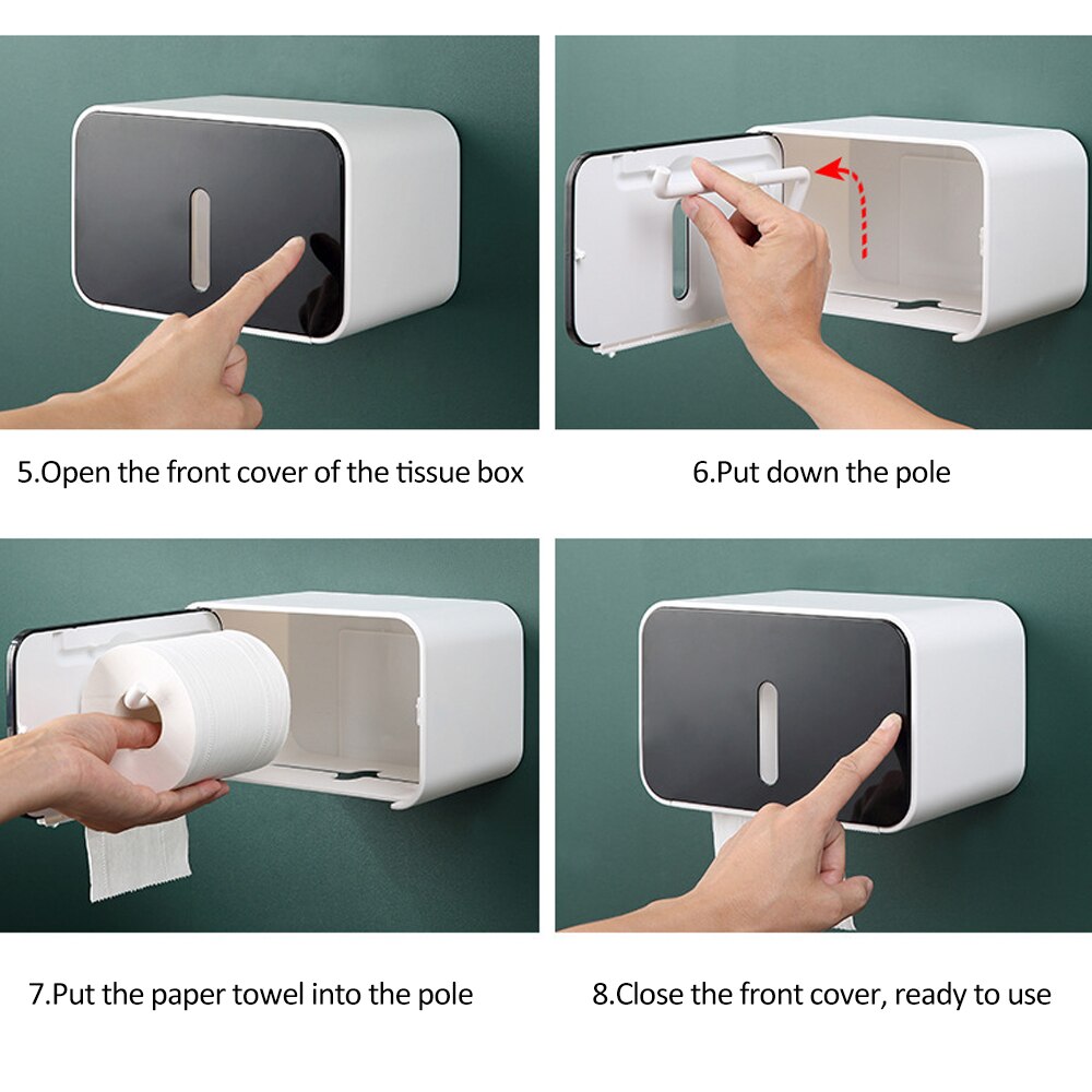 Multifunction Paper Holder For Toilet Paper Waterproof Wall Mounted Toilet Paper Tray Roll Paper Tube Bathroom Tissue Box Shelf