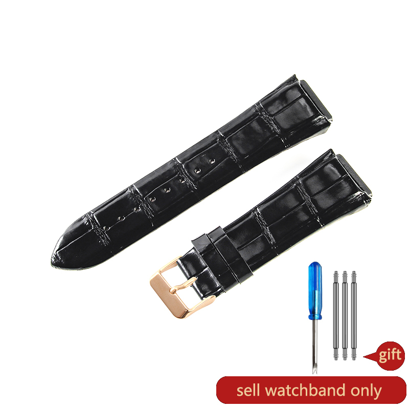 For Guess W0040G1\W0040G2\W0040G3 Series Men's Needle Buckle Blue Rose Gold Buckle 22mm Cow Genuine Leather Watchbands: Red Black