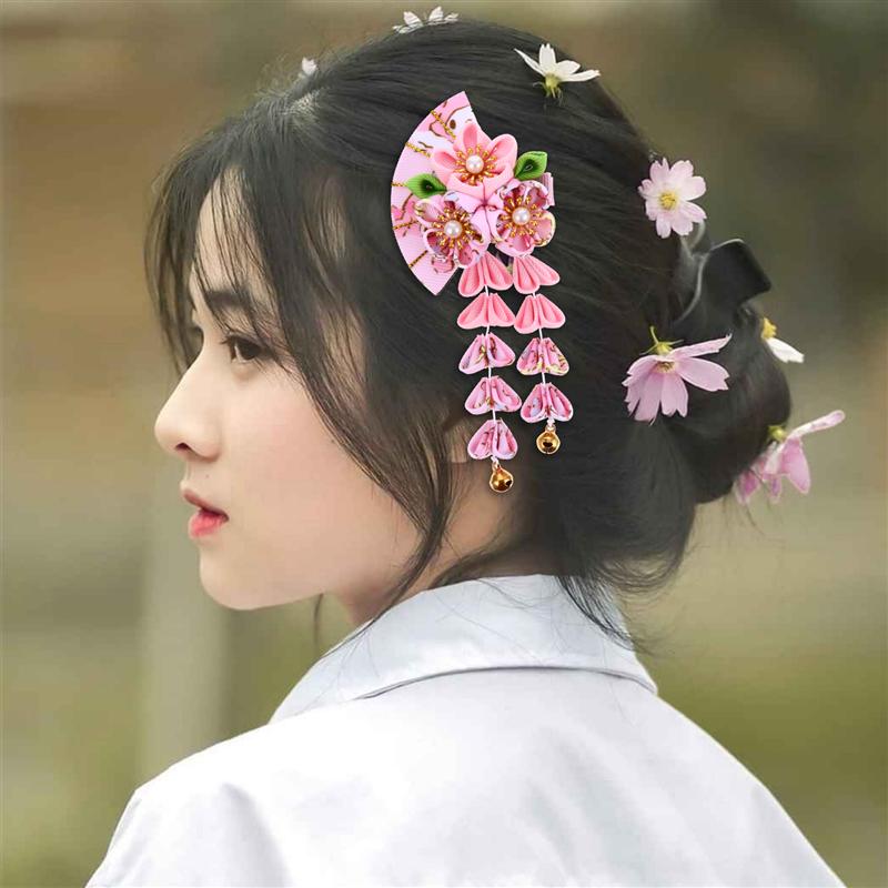 Style japonais gland cloche coiffure pince à cheveux ventilateur forme pince à cheveux décoration de cheveux Style japonais ventilateur forme accessoire de cheveux