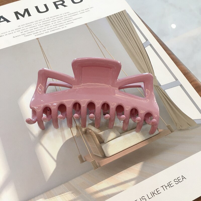 Huanzhi 2020 elegante grande resina multicolorido hairpins banho de cabelo captura tubarão clip para meninas acessórios de cabelo estilo de cabelo fazer: K-11x5.5cm