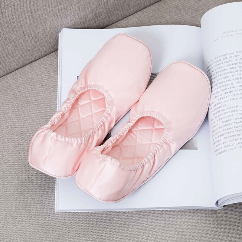 19 Momme House Wear Silk Slippers for Indoors Ballet Shoes Comfortable ladies Shoes for travel floor slipper: pink / 37-38 (245mm)