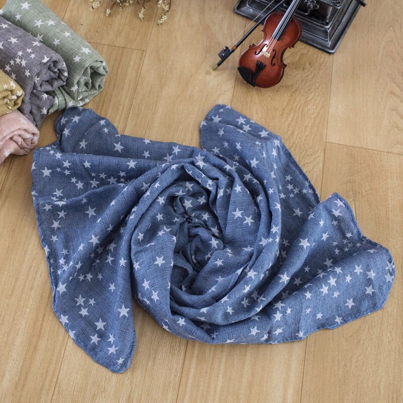 Unisex Baby Boys Girls Star Print Bibs Children Cotton Scarf Kids Spring Autumn Cute Pentagram Warm Shawl And Scarves: star style blue