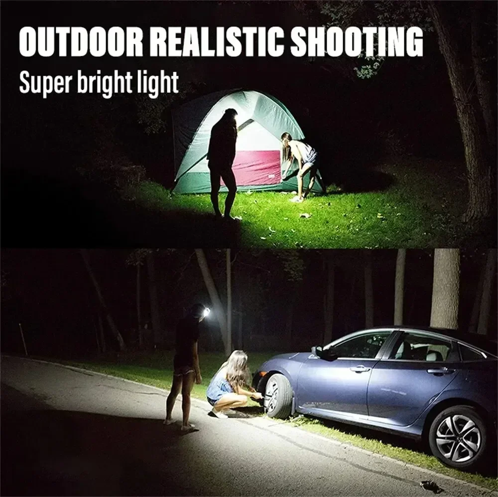 Usb genopladelig multifunktionel led-sensorpandelampe med strømdisplay udendørs vandtæt camping fiskeri nødlampe
