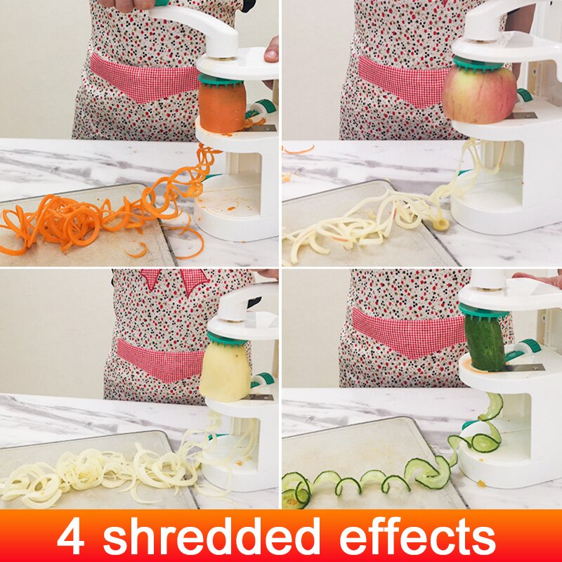 4 In1 Salad Artifact Wringer Rotating Hand Cutter Spiral Grater Multifunctional Kitchen Mandoline Slicer