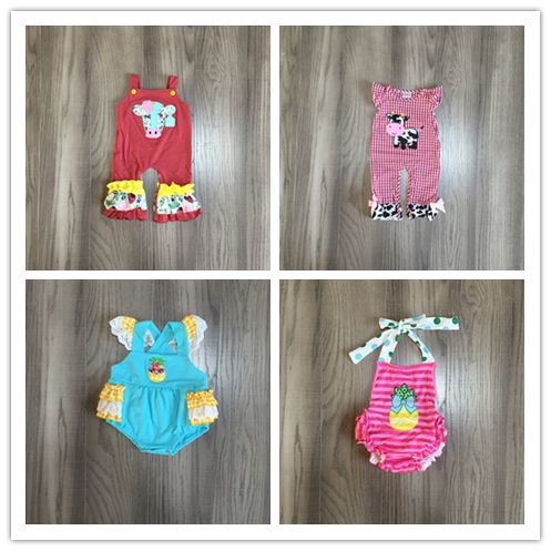 baby girl clothes baby farm romper infant toddler romper baby milk cow pineapple slip romper