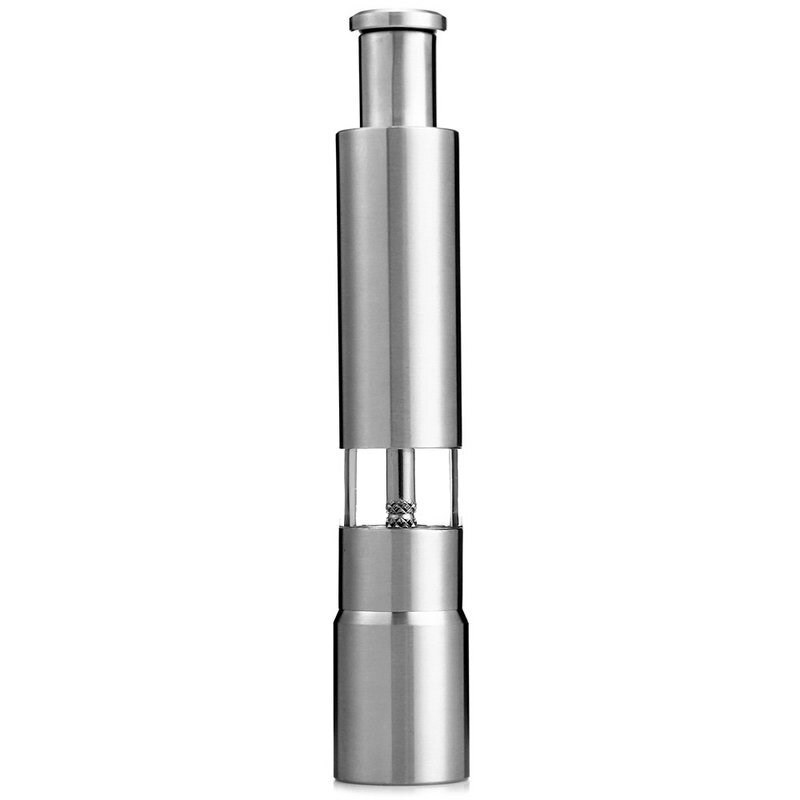Manuelle Salz und Pfeffermühle einstellen Daumen drücken Pfeffermühle Edelstahl würzen Soße Gewürzmühlen Mit Metall Halfter Küche Werkzeug: 1Stck
