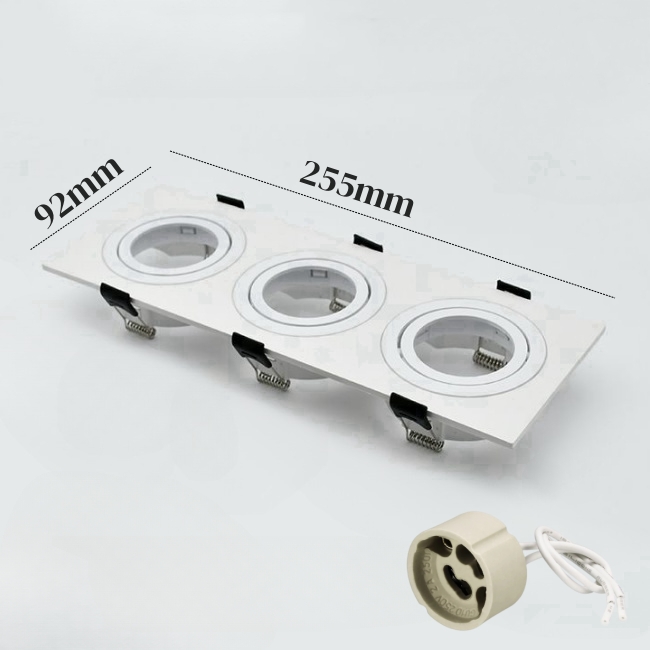 Ingebedde Vierkante LED Halogeen Lampvoet Houder GU10/MR16 Lamp Vervangbare Plastic Beugel Plafond Spotlight Montage Frame Fitting: LIGHT BLUE / Black