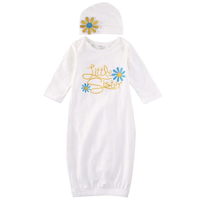 Newborn Baby Girls Take Home Outfits Embroidery Christmas Set Baby Gown Cute Cotton Letter Print 2Pcs Sets Sleepwear Robes