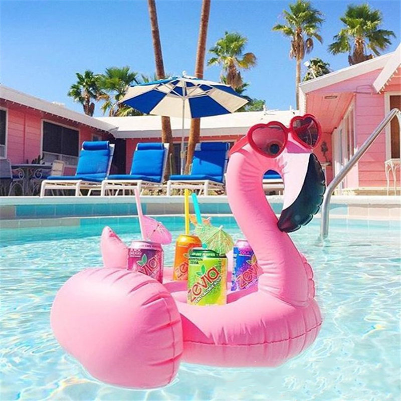 Zwembad Float Opblaasbare Flamingo70 * 60 Cm 4 Gat Opblaasbare Roze Flamingo Bekerhouder Onderzetters Cola Drank Voor Volwassenen kinderen