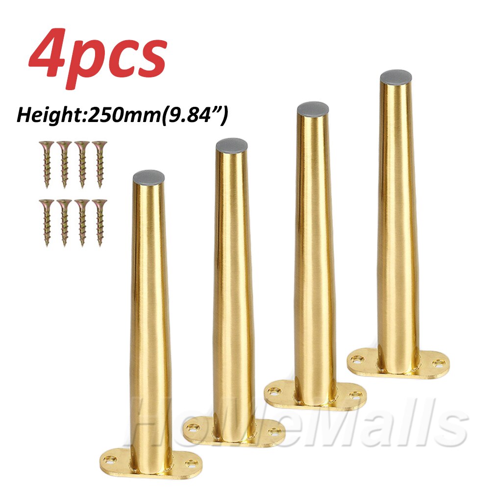 1/4pcs Heavy Duty Metal Furniture Legs As Replacement for Sofa Office Couch Cabinet TV Stand Legs Black or Gold Furniture Feet: 4pcs Gold 250mm
