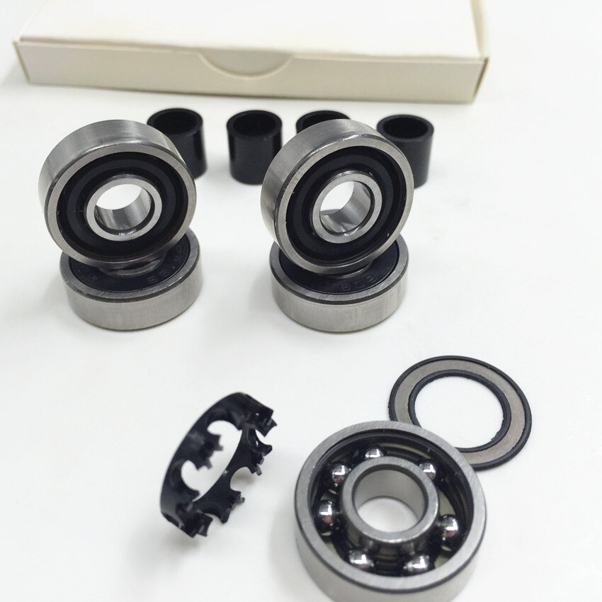 8pcs/box Famous Swiss Bearing 608rs with spacers and sticker for Longboard Double Rocker Fidget Spinners Roller sk8 Bearing 608