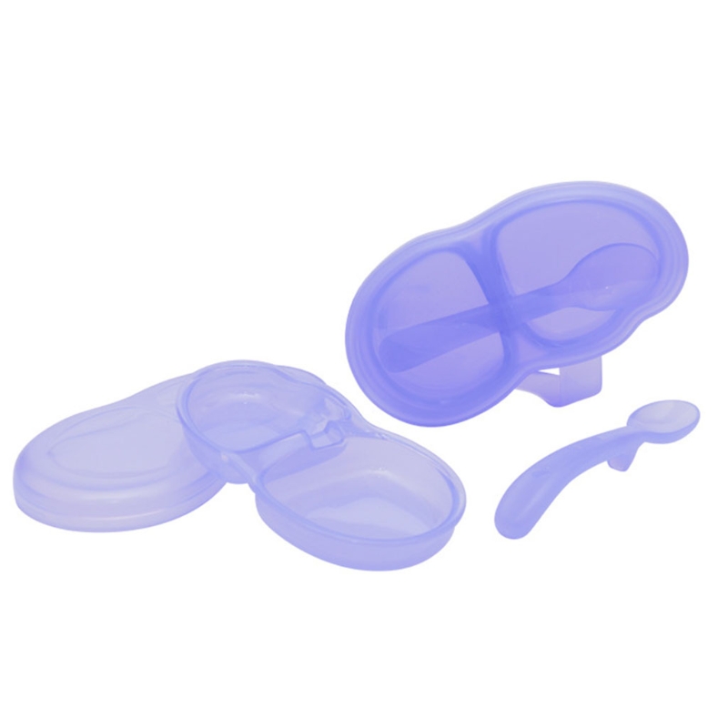 B2EB – bol à compartiment Portable pour bébé, boîte à aliments complémentaires, vaisselle avec couvercle et cuillère, assiette d&#39;alimentation d&#39;apprentissage pour nourrissons