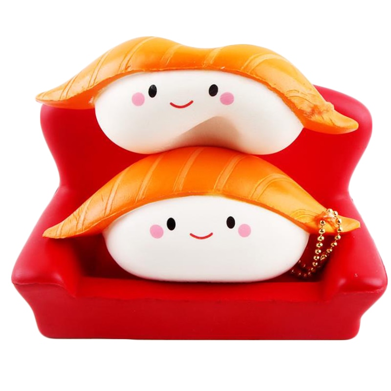 Kawaii Salmon Sushi Squishy Slow Rising Phone Straps Bread Cake Scented Squeeze Toy Stress Relief fun for Kid 12*5CM