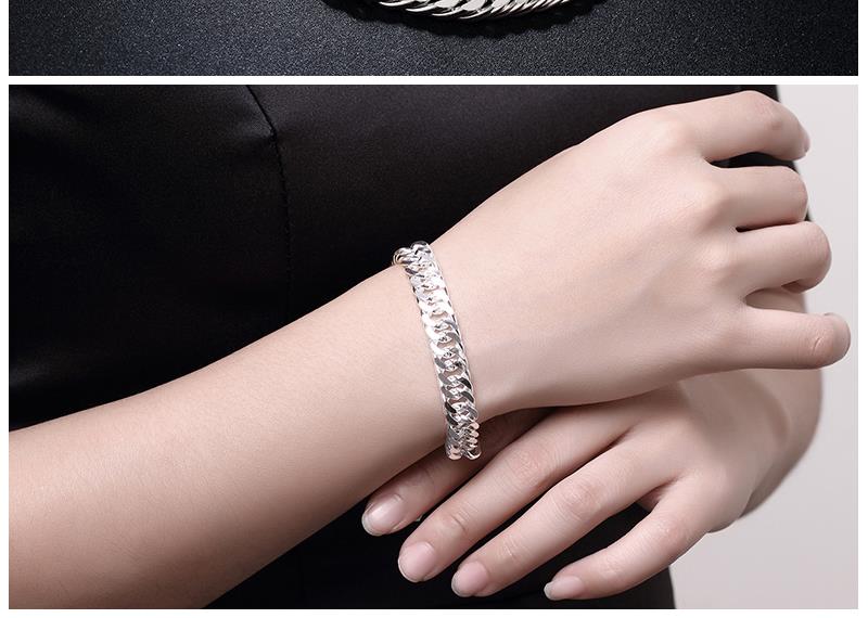 Charm 925 Sterling Zilveren Armbanden Ketting Sieraden Set Classic Mannen 10Mm Chain 20/24 Inch Mode Party Kerstcadeaus
