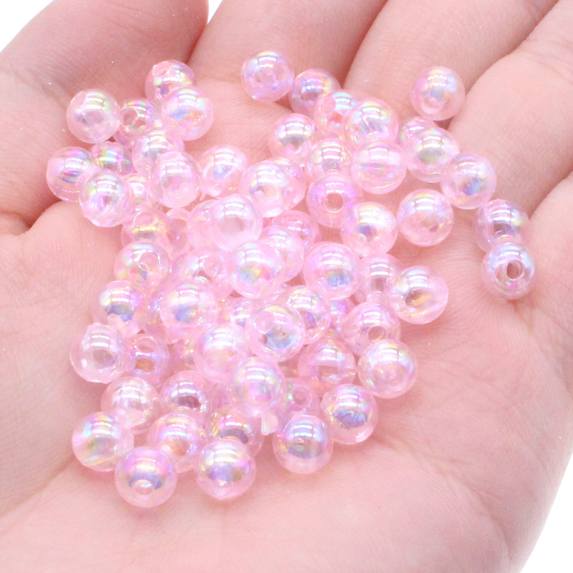 CHONGAI 6mm Light Purp Transparent AB Acrylic Round Ball Spacer Beads For Jewelry Making DIY Jewelry Accessories For Handicrafts: Light Pink