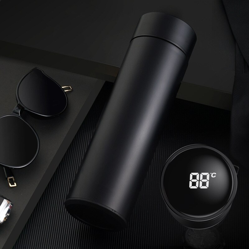 Thermos Intelligent en acier inoxydable, affichage de la température, bouteille d'eau intelligente, flacons sous vide, Thermos, tasse à café,: Black