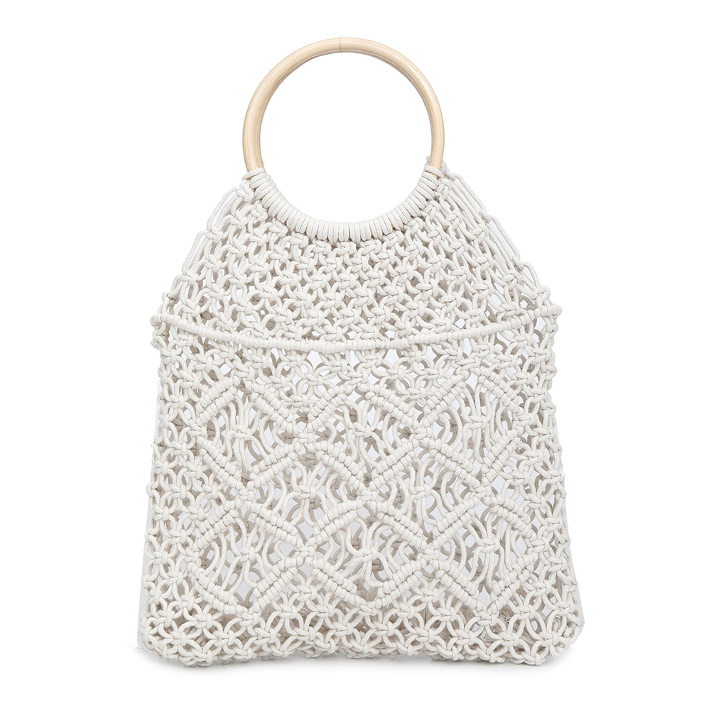 Women Handbag Handmade Straw Woven Round Handle Ring Large Capacity Summer Beach Bags Best -WT