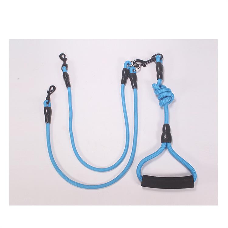 2/3/4 manier Koppelingen Pet Walking Leash Gevlochten Nylon Elastische Hond Kraag Riem Touw Dubbele Hoofd verstelbare Training Lead Harness: Blue 2 Way / L