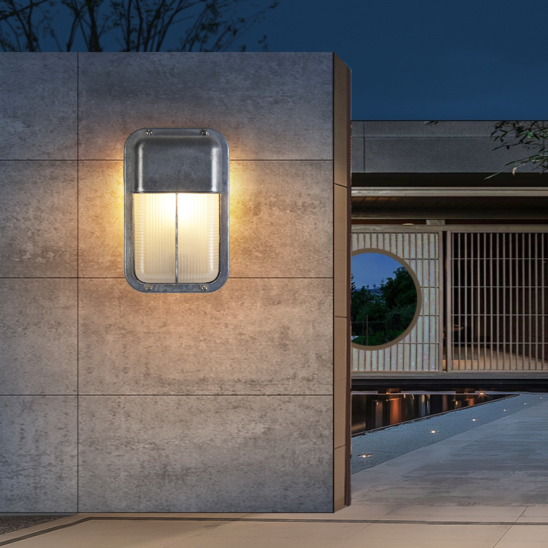 Industriële LED glazen wandlamp buiten waterdicht grijs aluminium veranda licht vintage tuin binnenplaats balkon straatverlichting E27