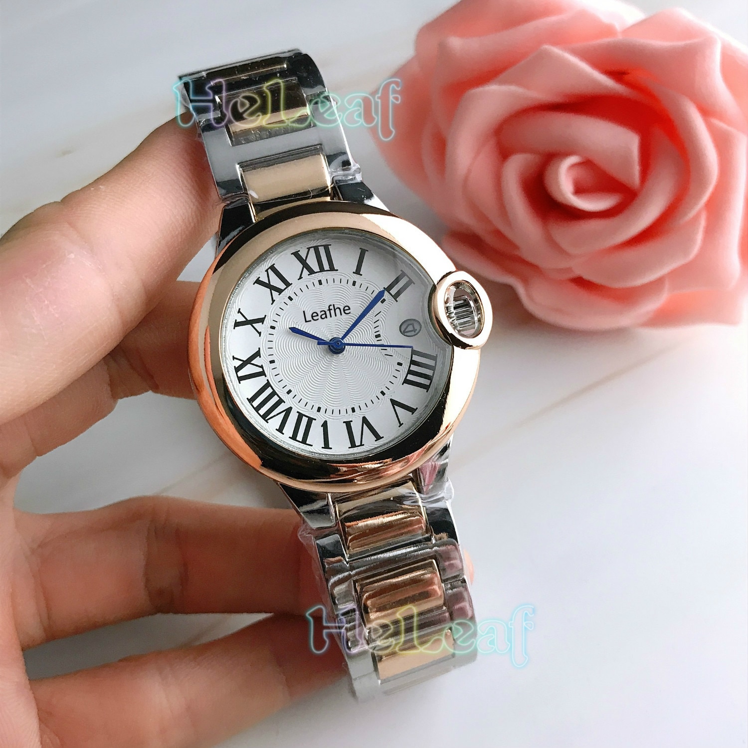 Silver Gold Stainless brand Watch Quartz Wrist Watches Ladies Girls Famous Female Clock Montre Femme reloj: Silver Rose