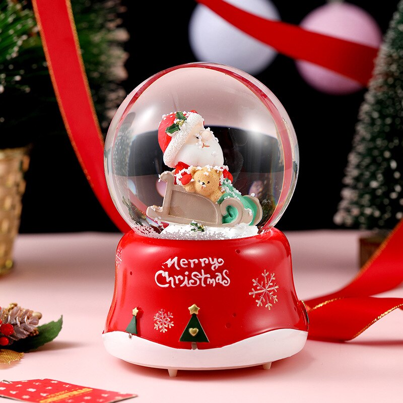 3d-light Kristallen Bol Roterende Muziek Doos, 5 Inch Cartoon Santa Serie Sneeuw Globe Glas, huwelijkscadeau (Zelf Voorzien Batterij): 4