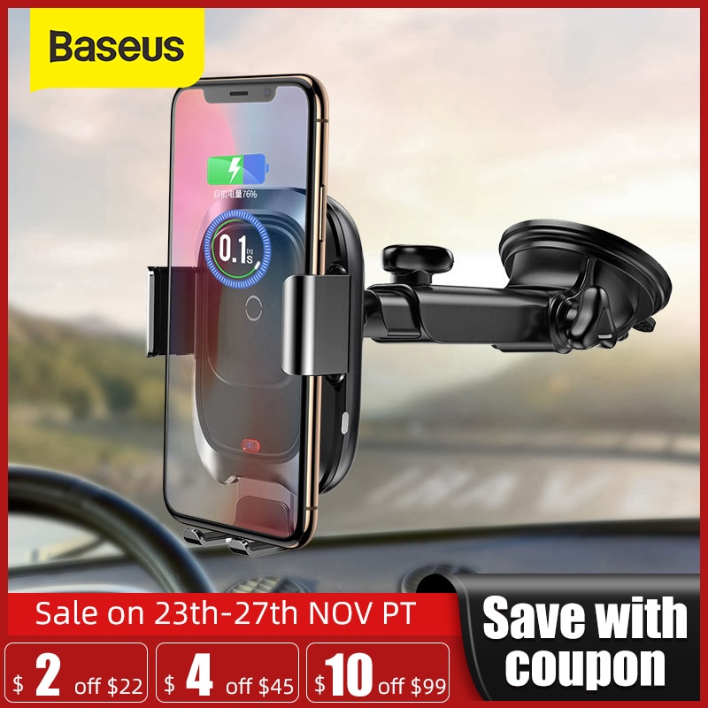 Baseus Qi Draadloze Autolader Voor Iphone Snelle Draadloze Opladen Auto Mount Voor Samsung Infrarood Inductie Auto Telefoon Houder Stand