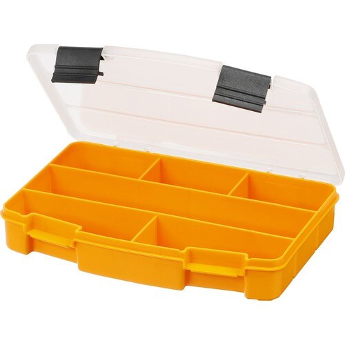 Mano grip liten gul plastorganiseringsboks 7 " / oppbevaringsboks / slagfast boks / gjennomsiktig deksel / ni rom