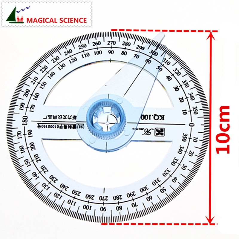 360-degree circle protractor for primary school students transparent plastic full circle goniasmometer rotating protractors 10cm