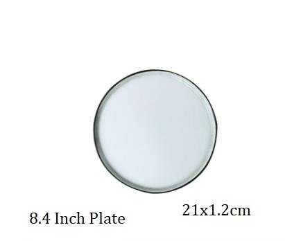 1 Pc Europese Stijl Keramische Retro Plaat Tablewar Platte Schijf Western Restaurant Schotel Ronde Plaat Schotel: 8.4 Inch Plate