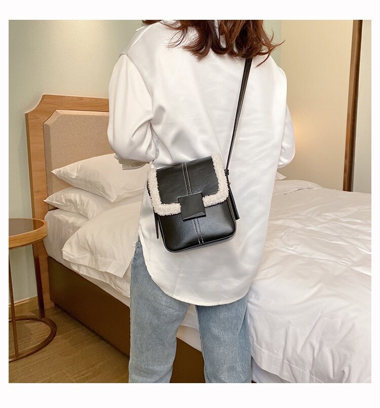 Bolsos cruzados de cuero para mujer , bolsos de lujo, bolsos de mano de para mujer, bandolera sólida, bandolera, bandolera principal para mujer: 6601-black