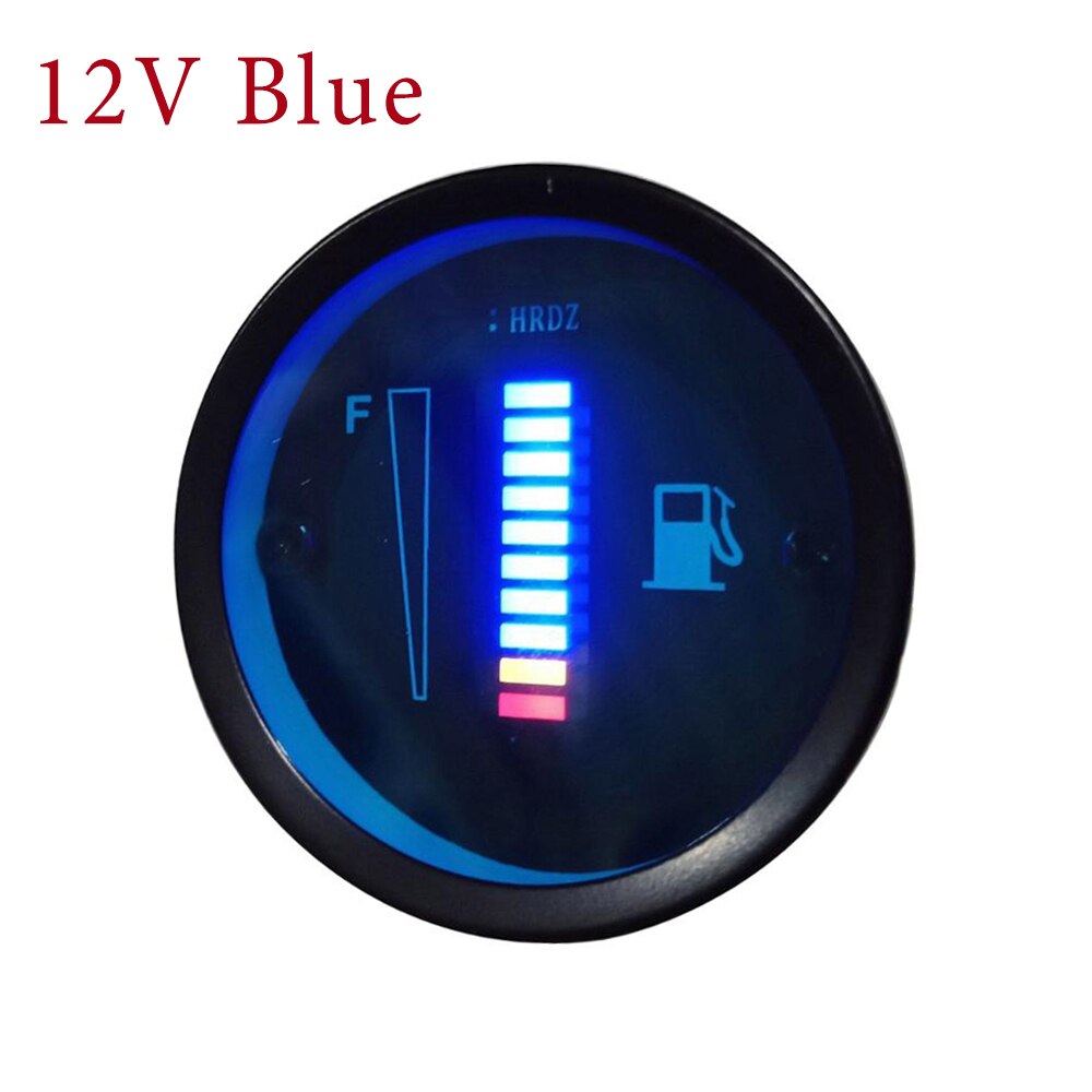 R-AUTO 1 Pcs Car Fuel Gauge 52MM *28MM 12V 24V Fuel Level Meter Gauge Fuel Level Sensor Automobile Universally Car Accessories: 12V Blue