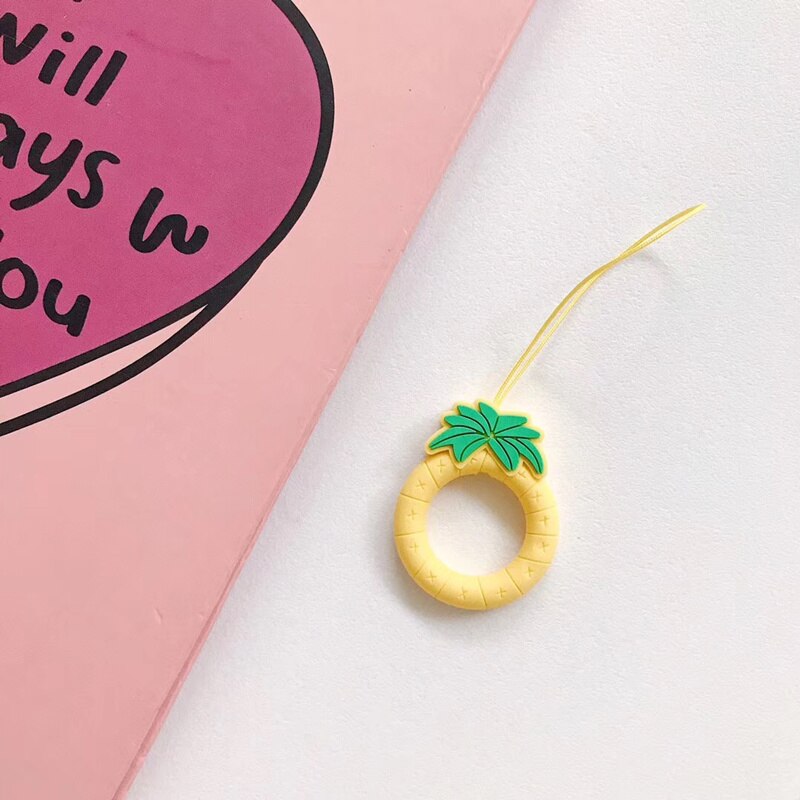 Bonito llavero de piña aguacate, Correa Universal de silicona para teléfono móvil, colgante para GoPro, correas para teléfono móvil: pineapple A
