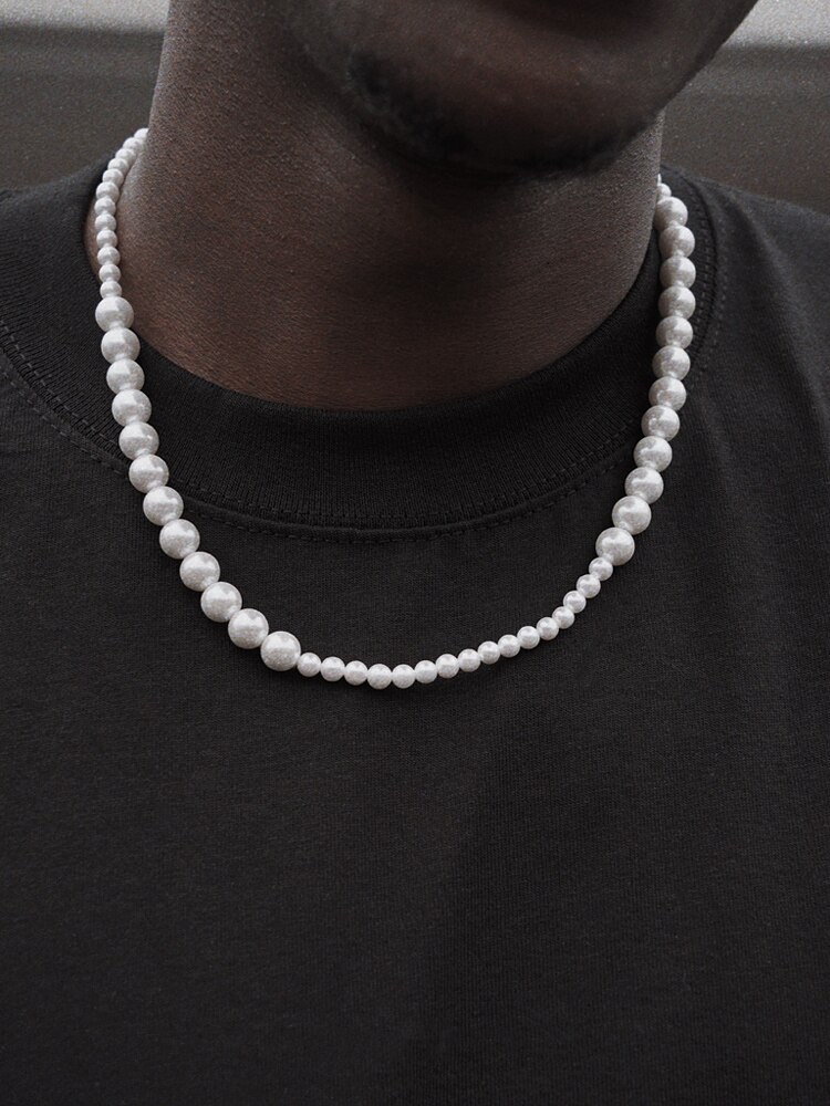 HANGZHI Neue Kühle Hüfte hüpfen Punk Persönlichkeit retro Perle Große Und Kleine Schlüsselbein Kette Halskette Für Männer Frauen Mädchen schmuck