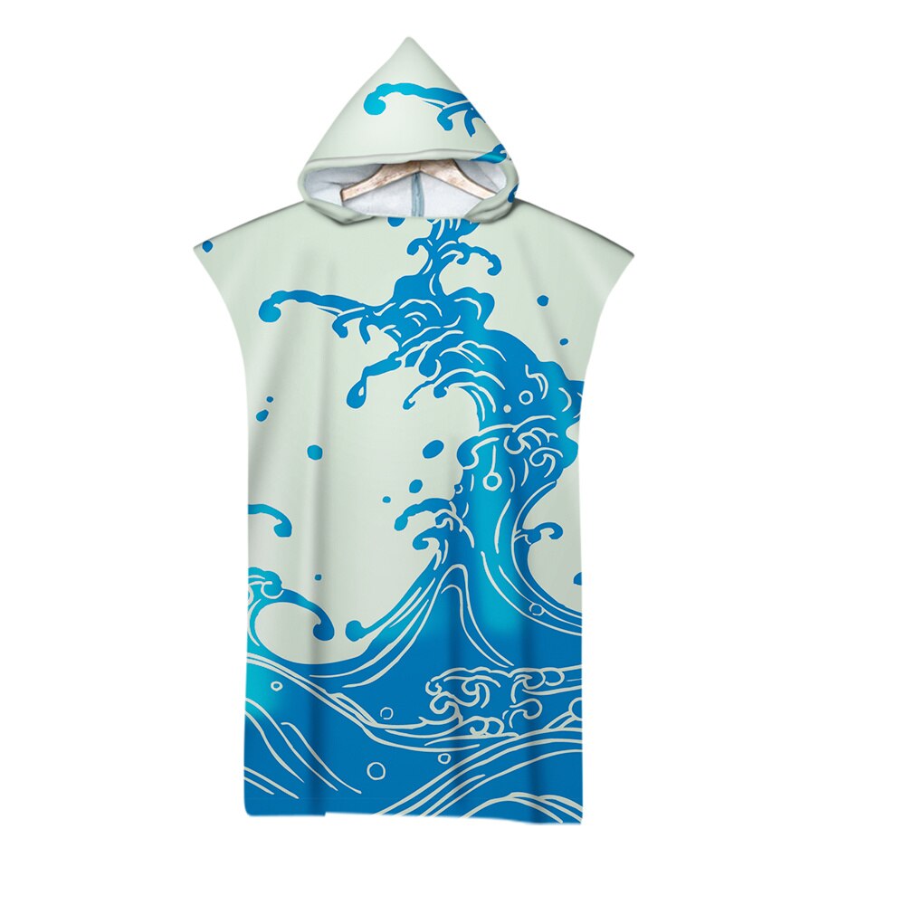 3D Waves Pattern Printed Beach Towel Adults Soft Hooded Bath Towels: 3