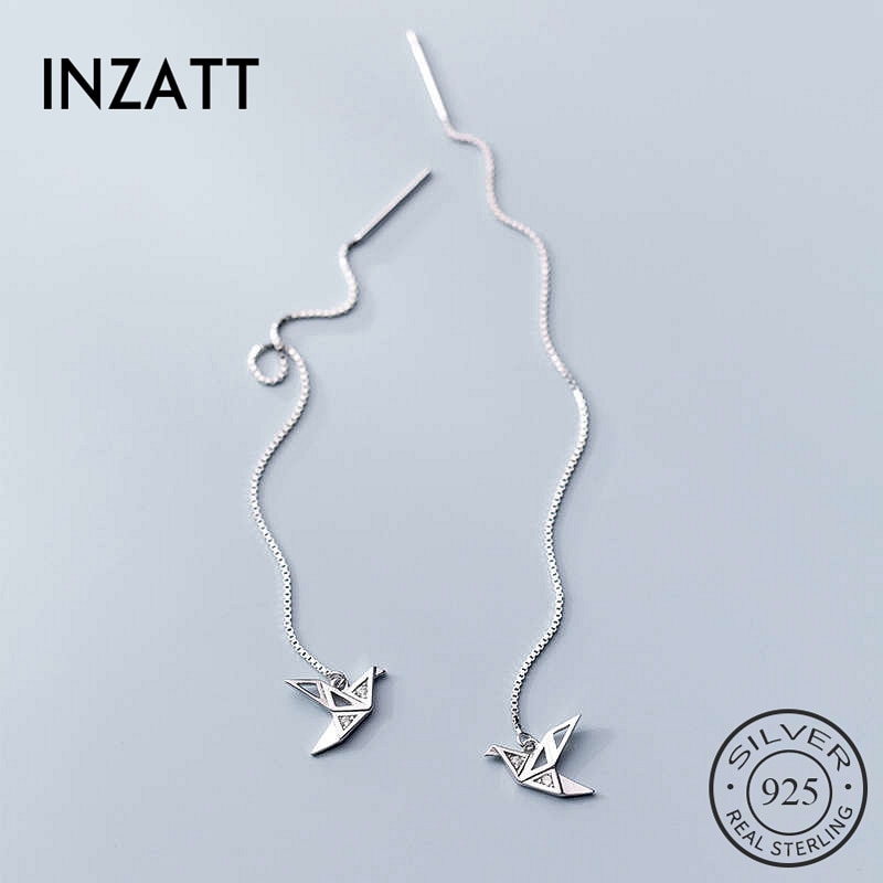 INZATT Reale dell'argento Sterlina 925 di Zircon gru Orecchino Della Vite Prigioniera per Le Donne di modo parte Sveglio Gioielleria Raffinata minimalista Accessori Regalo