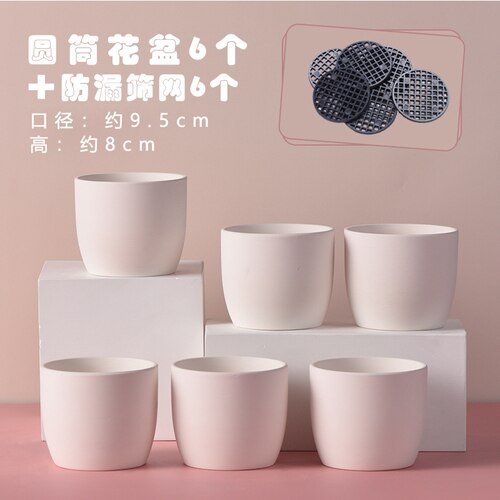 6pcs DIY Small White Flower Pot Plant Pot Clay Ceramic Pottery Planter Cactus Flower Pots Succulent Nursery Pots With Hole: Default Title