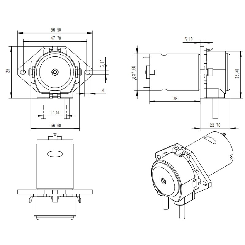 12V Peristaltic Pump Electric Miniature Small Water Pump Titration Pump Laboratory Metering Pump DC Self-Priming Pump 107Ml/Min