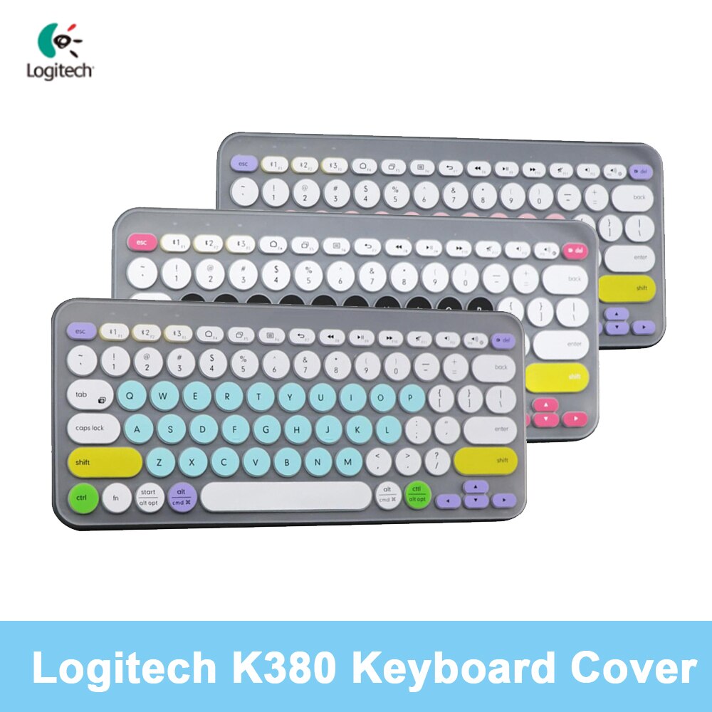 Besegad Kleurrijke Laptop Siliconen Toetsenbord Cover Skin Sticker Protector Beschermhoes Voor Logitech K380 Bluetooth Toetsenbord