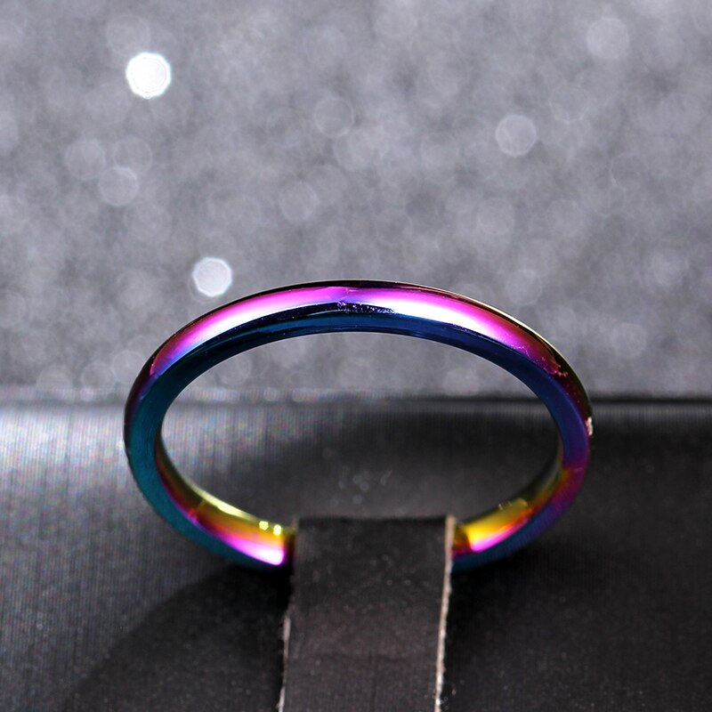 316 Stainless Steel 2mm Colorful Ring for Women
