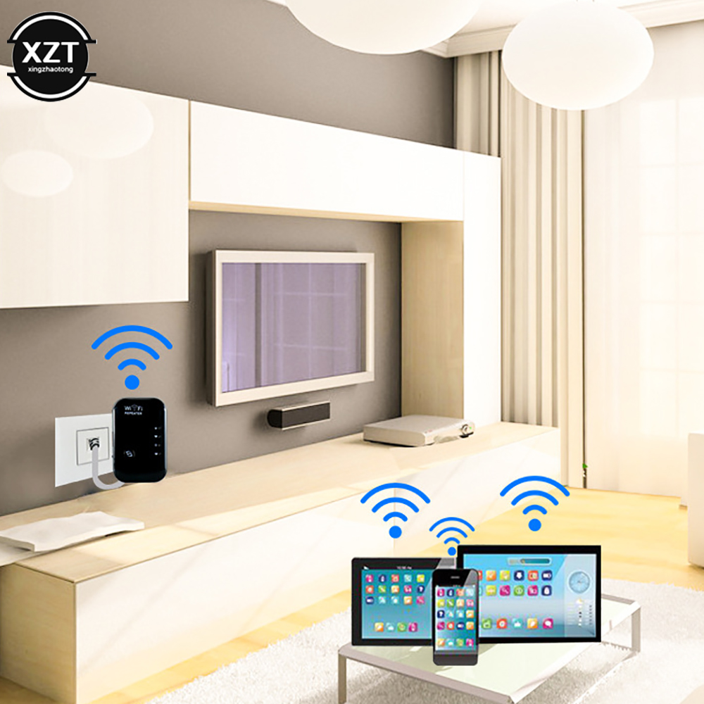 Wireless WiFi Router Repetidor, impulsionadores do sinal, amplificador de rede, AP, Wps Encryption, 300Mbps