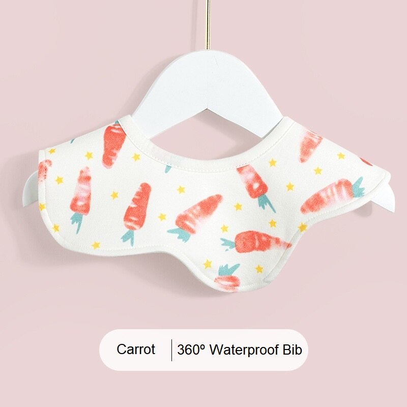 Baby Bibs Saliva Towel Waterproof Burp Cloths Feeding Stuff Cotton Newborn 360 Circular Infant Supplies Cartoon Infantil Bandana: Carrot