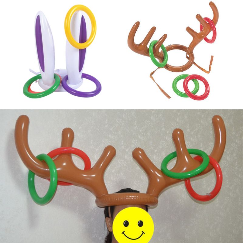 1 pc jule oppustelige rensdyr gevir ring kaste spil julefest sjov rekvisitter 72xc