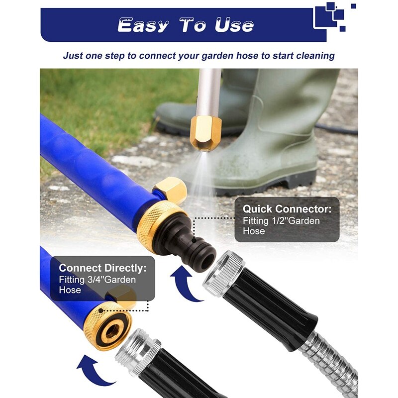 Portable Power Washing Wand for Garden Hose, High Pressure Washer for Car Window,Two Hose Nozzle