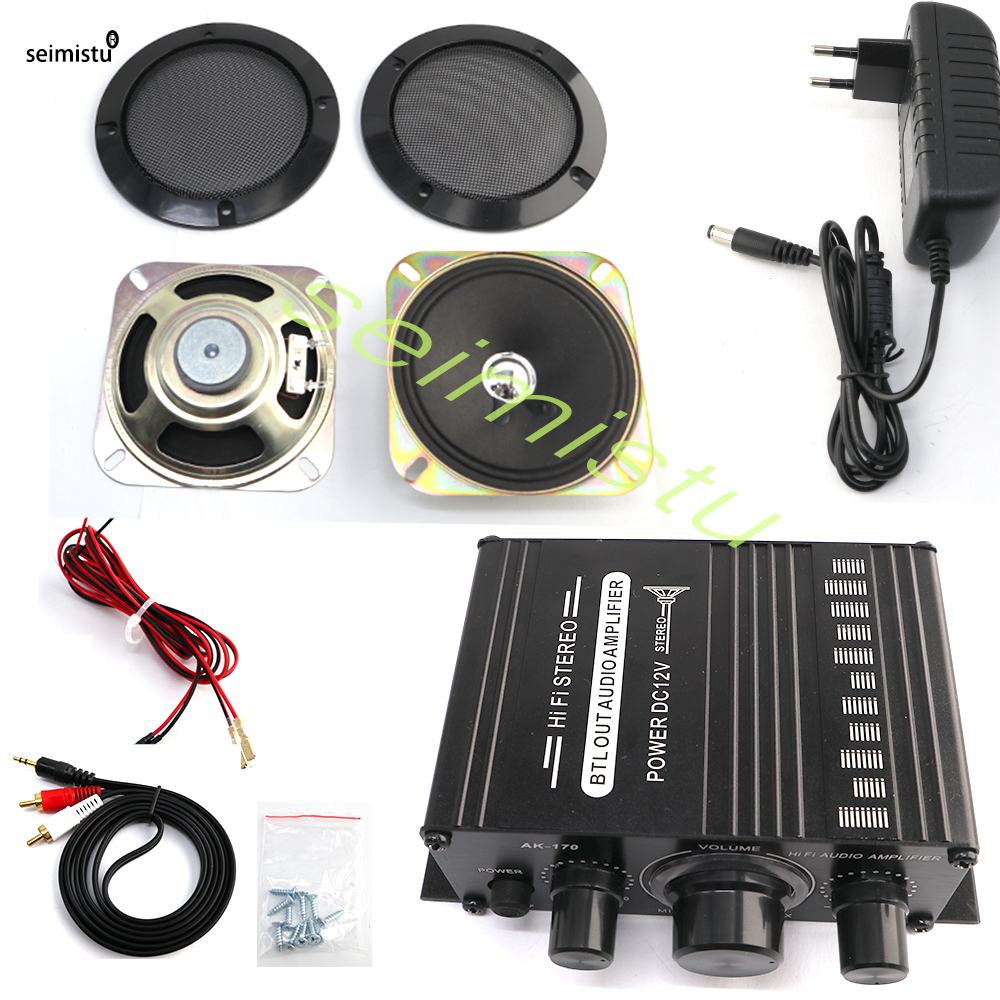 Ak170 mini amplificador de fliperama de potência de áudio estéreo com alto-falante de 4 cabeças kit diy venda pinball máquina de jogo de fliperama de áudio 200w * 2: YELLOW / UK Plug
