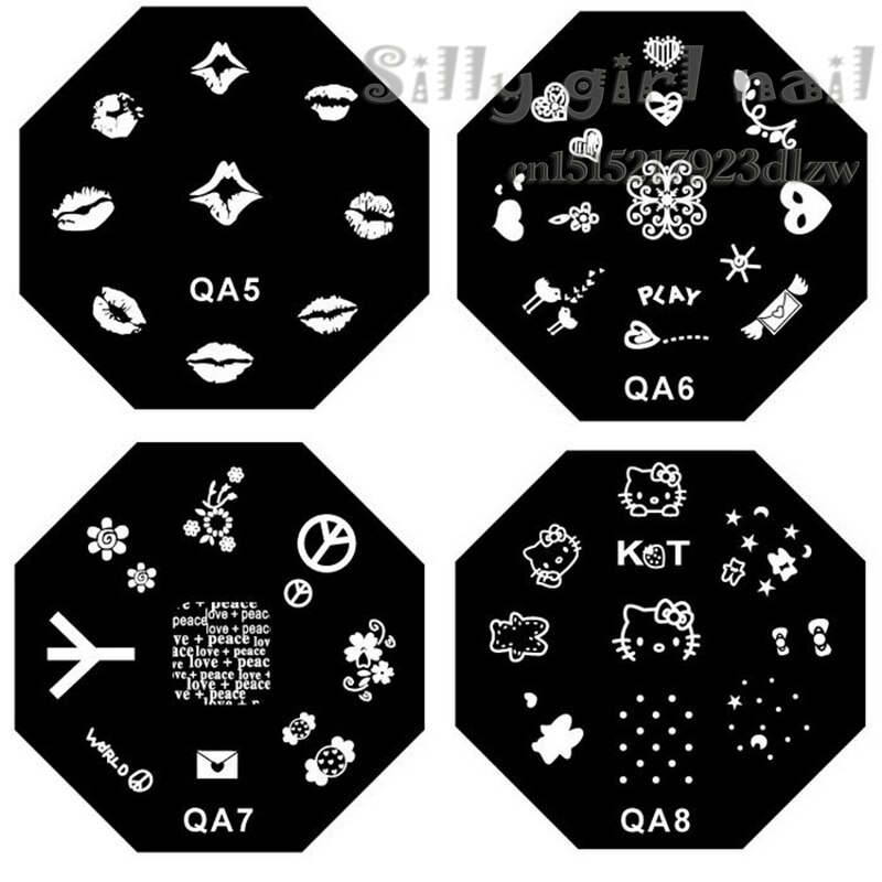 Qa Serie Stencil Stempelen Template Print Imaging Platen Diy Nail Gereedschap Gollum Hoofd Qa 04