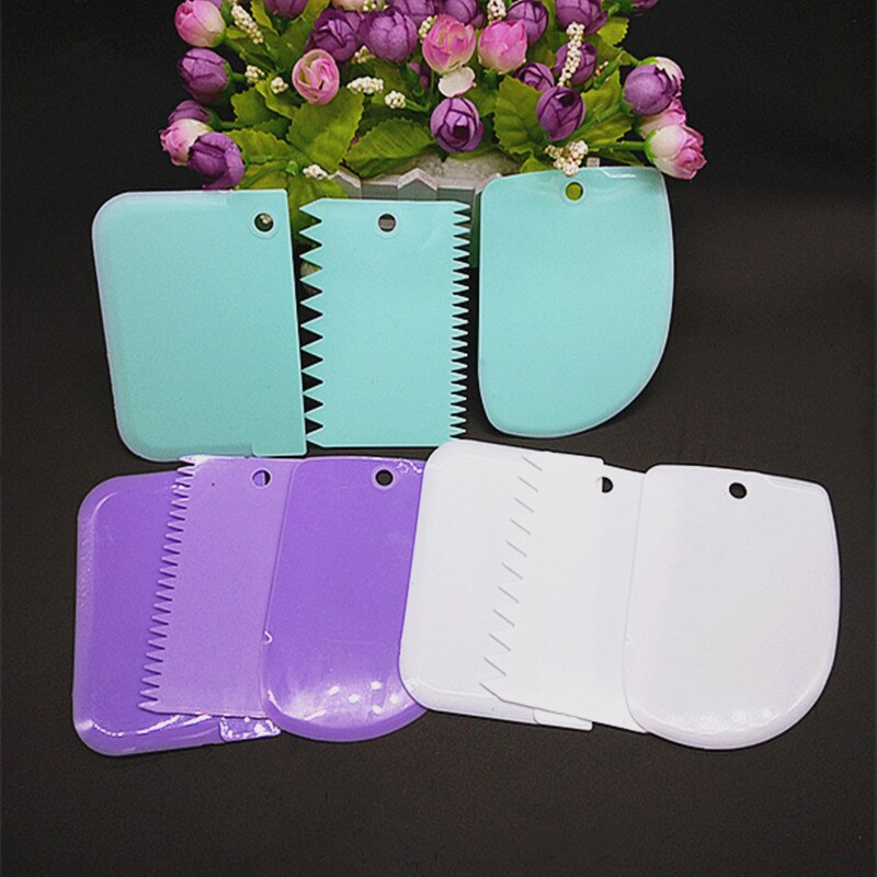 3pcs/set Cake Spatula Plastic Cake Smoother Scraper Set Dough Cutter Cakes Icing Baking Tools Kitchen Accessories