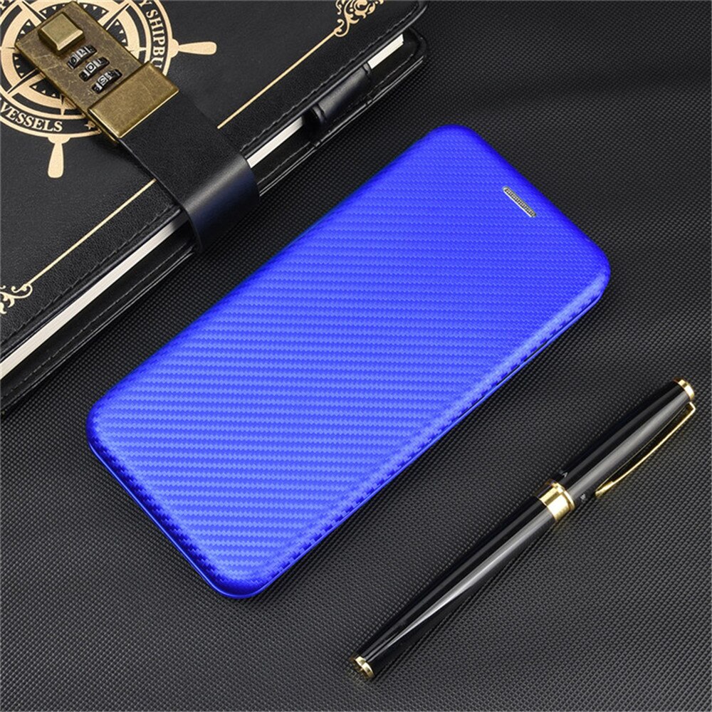 Voor Oukitel C23 Pro Case Luxe Flip Carbon Fiber Skin Magnetische Adsorptie Case Voor Oukitel C23Pro C 23 OukitelC23 Telefoon tassen: blue