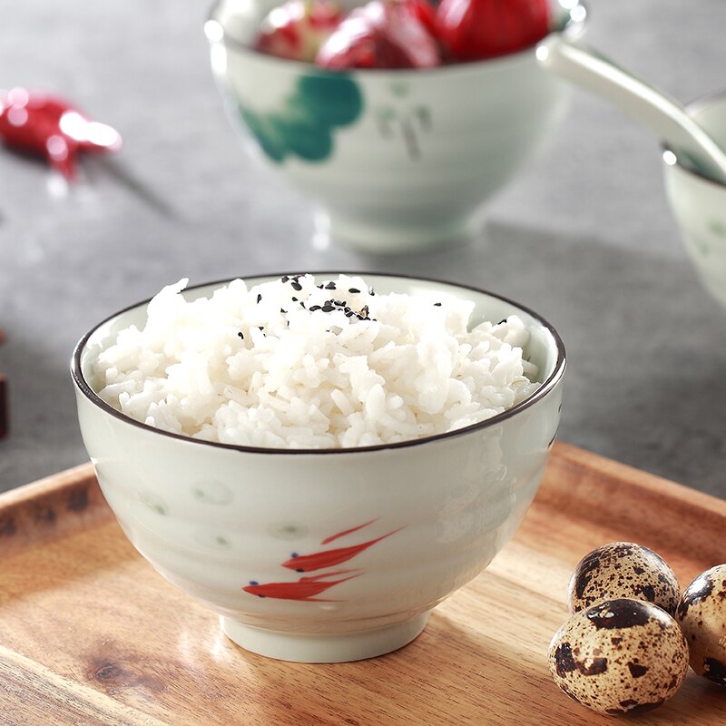 4pcs Japanese Ceramics Bowls 4.2inch Rice Bowl Small Soup Bowls Underglaze Porcelain Tableware Salad Dressing Container